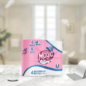 Magia Toilet Paper 3-Ply Jumbo Rolls - Pack of 4 Rolls